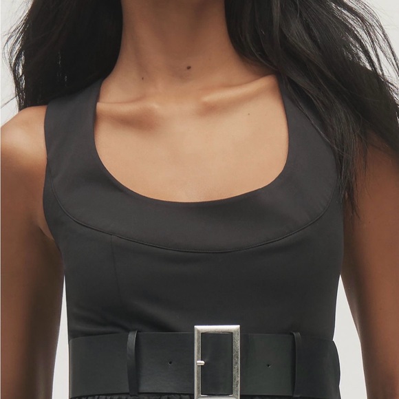 NWT MAEVE BRAND Elegant Black Pleated Dress w/ belted waist Size M - Picture 3 of 6